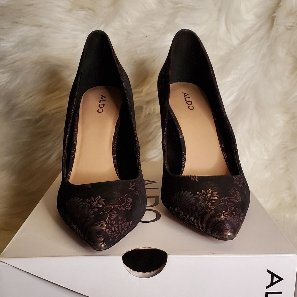 Aldo Uloaviel Black Floral Pumps - size 10 - Picture 8 of 11